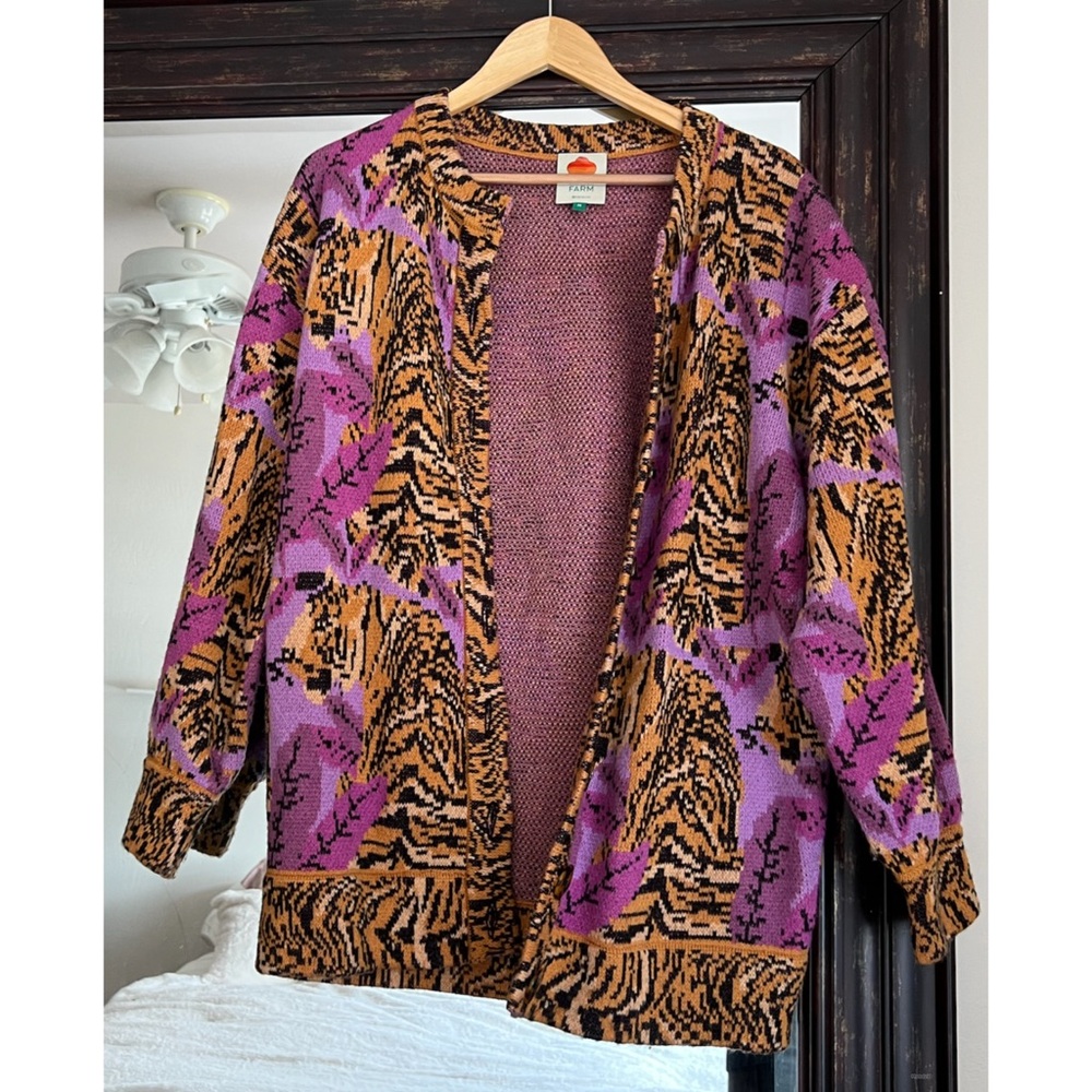 NWOT Farm Rio Tiger Leaves Knit Cardigan - Picture 2 of 3